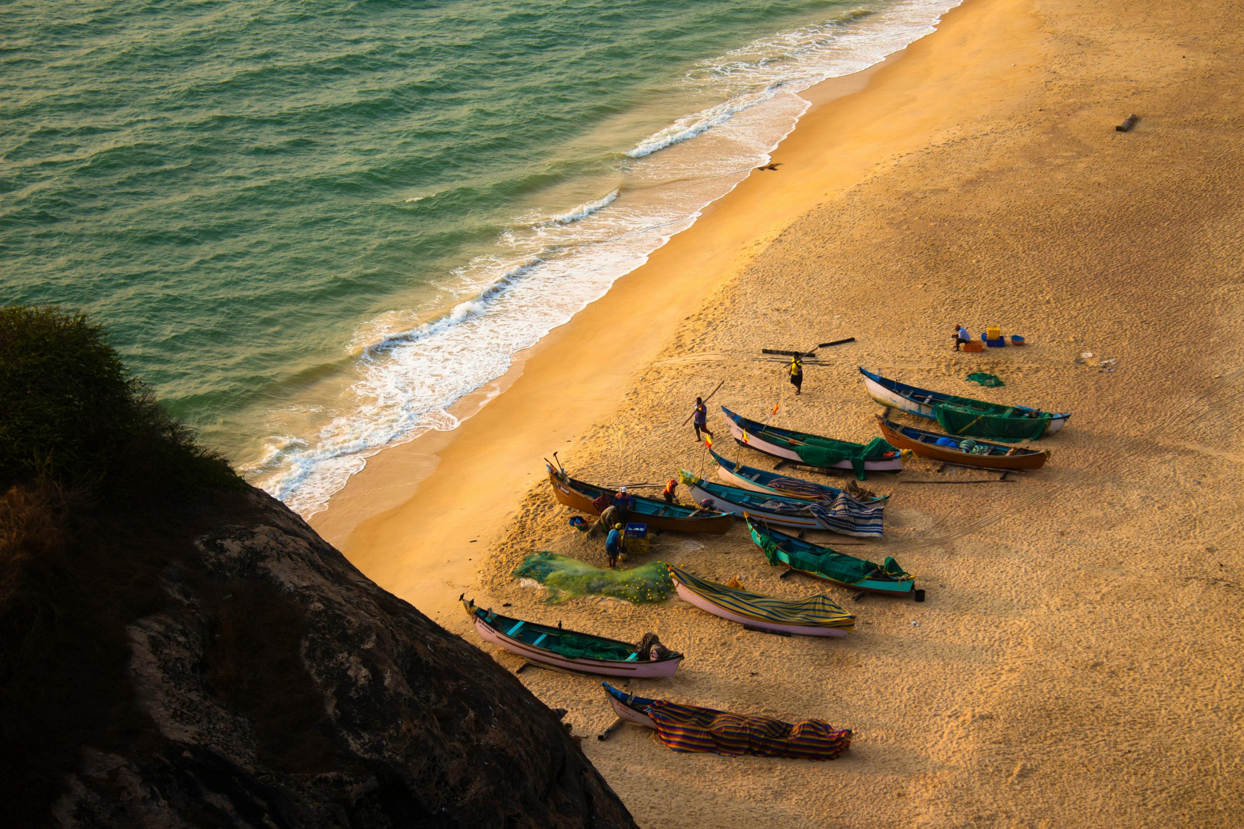 Scenic view of Palolem Beach, Goa at sunset