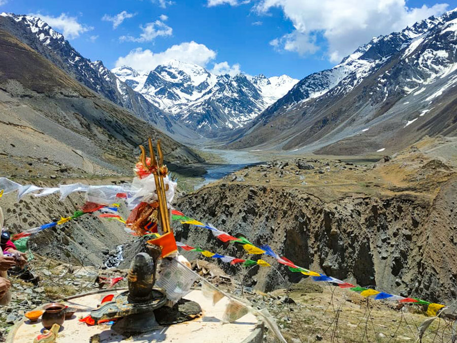 Sacred Adi Kailash peak in Uttarakhand during clear sky morning